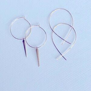 Elegant Gold Hoop Earrings 2 pair
